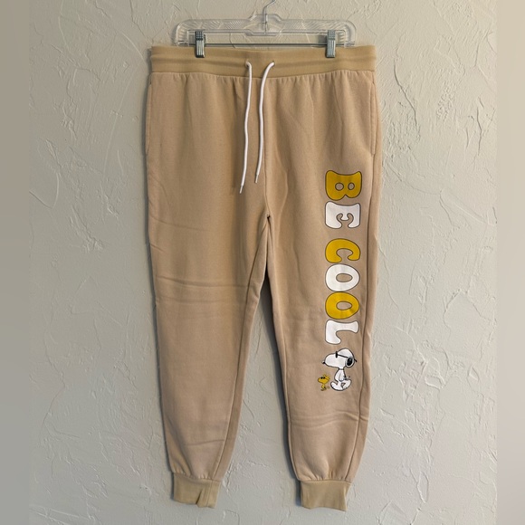 Peanuts Pants - Peanuts Beige Sweatpants with Snoopy "Be Cool" Graphic